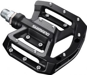 Shimano Gr500 Flat Pedals Black - Extra-wide and low profile durable flat pedal for entry-level Trail and All-Mountain 